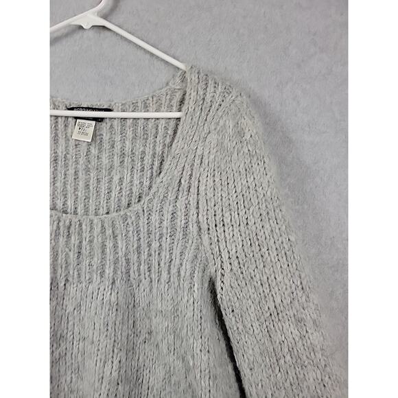 BCBGMaxazria Alpaca Blend Gray Knit LS Oversized Scoop Neck Sweater Women's Lrg - Picture 4 of 11